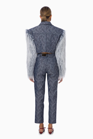 Clarte Denim Trousers / Dark Blue Patterned