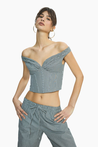 Bree Black Gingham Corset Top