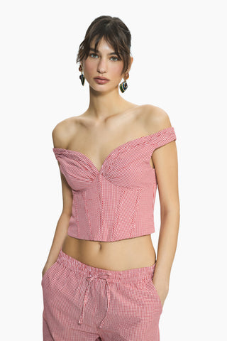 Bree Red Gingham Corset Top