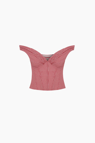 Bree Red Gingham Corset Top