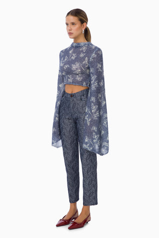 Cecillia Knit Top / Blue Butterfly Patterned