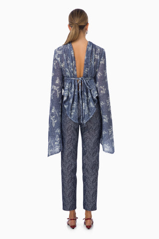 Cecillia Knit Top / Blue Butterfly Patterned