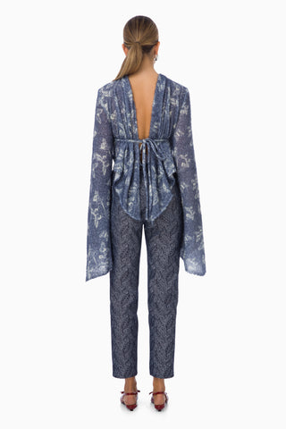 Cecillia Knit Top / Blue Butterfly Patterned
