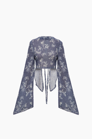 Cecillia Knit Top / Blue Butterfly Patterned
