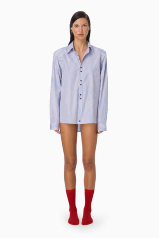 Ease Boyfriend Shirt / Blue Striped