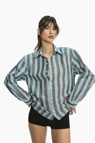 Ease Gray Striped Boyfriend Shirt