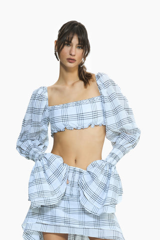 Hola White Black Plaid Top