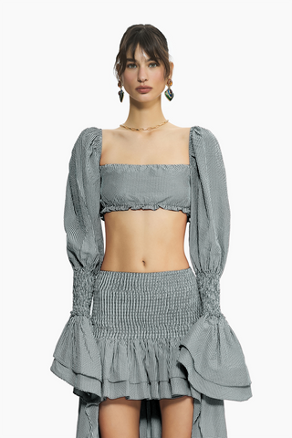 Hola Black Gingham Top