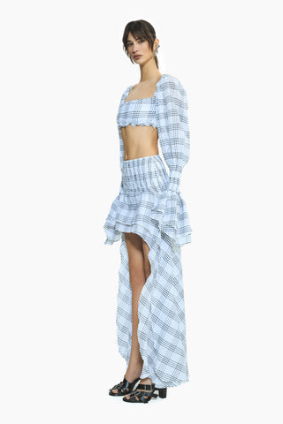 Hola White Black Plaid Top