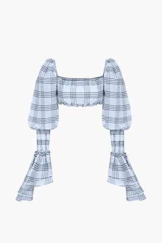 Hola White Black Plaid Top