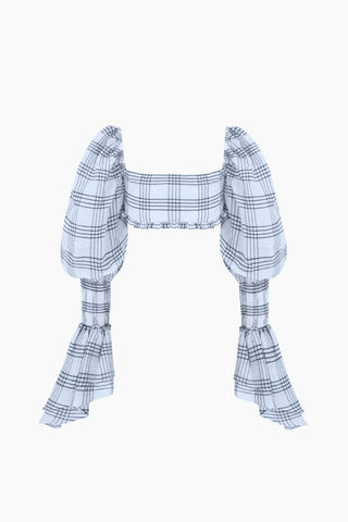 Hola White Black Plaid Top