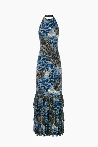 Liora Blue Leopard Maxi Dress