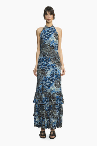 Liora Blue Leopard Maxi Dress