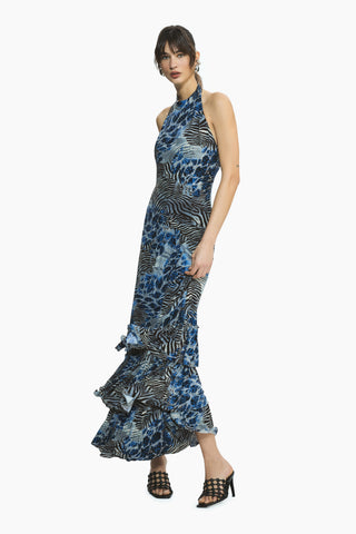Liora Blue Leopard Maxi Dress