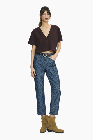 Clarte Denim Trousers / Dark Blue Patterned