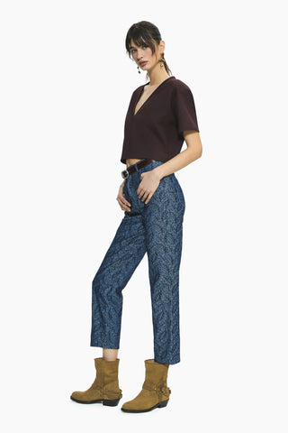 Clarte Denim Trousers / Dark Blue Patterned