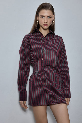 Dale Burgundy Plaid Shirt Dress