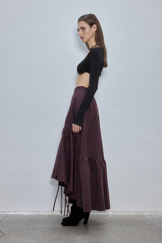 Miggs Burgundy Plaid Midi Skirt