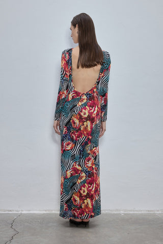 Liz Red Patterned Maxi Dress