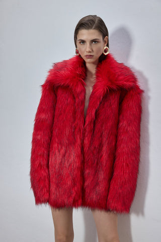 Rare Red Fur Midi jacket