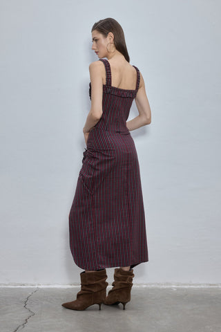 Marea Burgundy Plaid Asymmetric Skirt