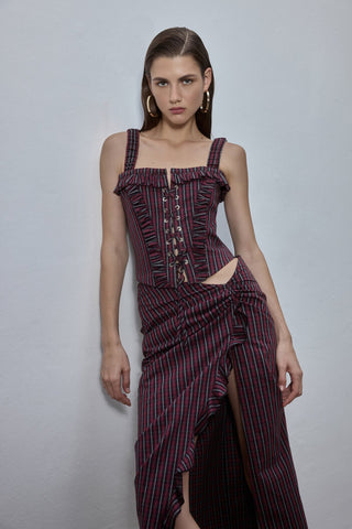 Bitsy Burgundy Plaid Corset Top