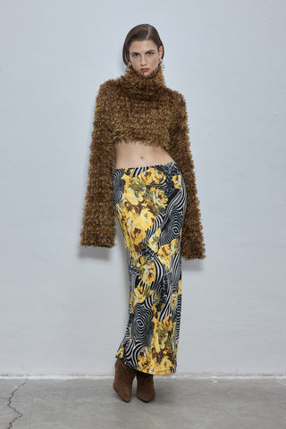 Jen Yellow Patterned Maxi Skirt