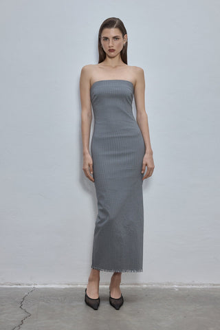 Lela Black Gingham Strapless Maxi Dress