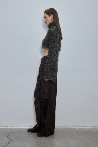 Marn Gray Crop Knit Top