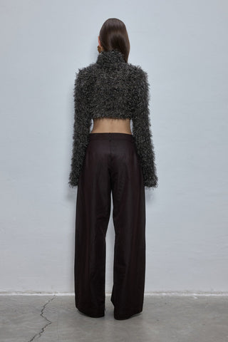 Marn Gray Crop Knit Top