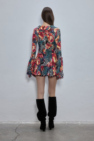Lenny Red Patterned Mini Skirt