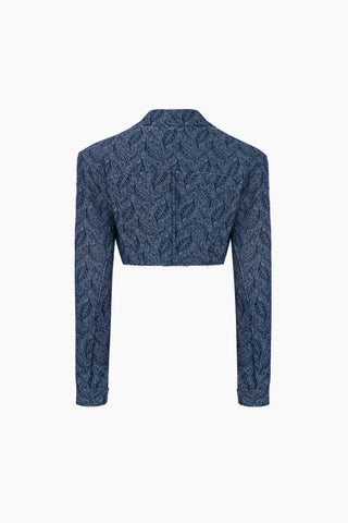 Wander Dark Blue Patterned Denim Jacket