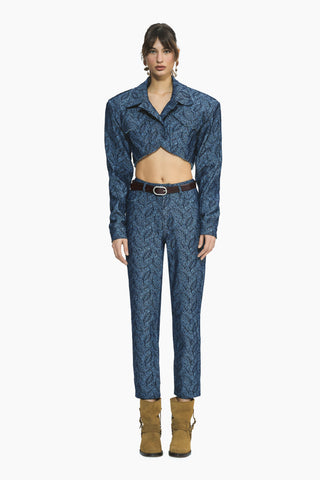 Clarte Denim Trousers / Dark Blue Patterned