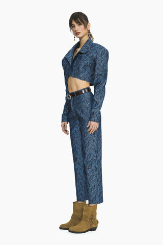 Clarte Denim Trousers / Dark Blue Patterned