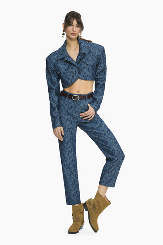 Wander Dark Blue Patterned Denim Jacket