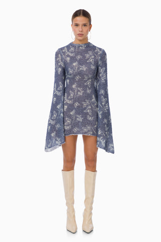 Yume Knit Dress / Blue Butterfly Patterned