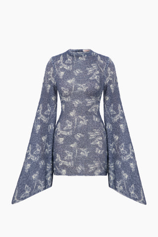 Yume Knit Dress / Blue Butterfly Patterned