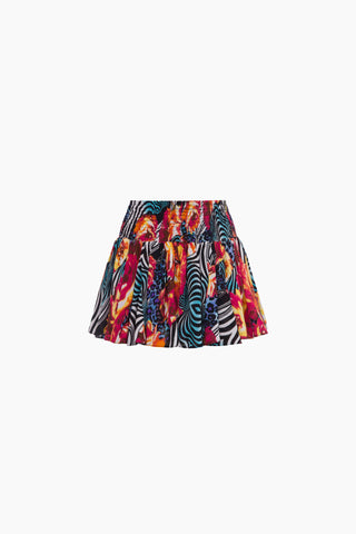 Lenny Red Patterned Mini Skirt