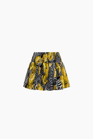 Lenny Yellow Patterned Mini Skirt