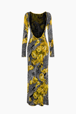 Liz Yellow Patterned Maxi Dress