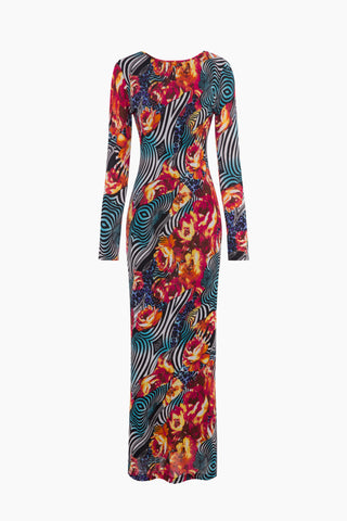Liz Red Patterned Maxi Dress