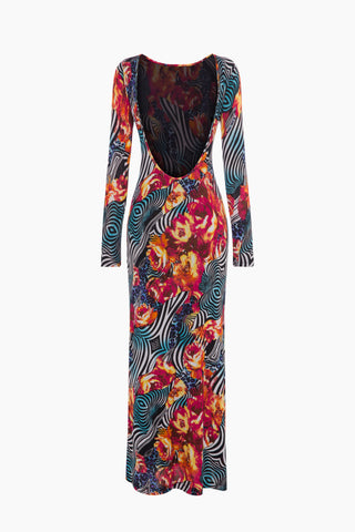 Liz Red Patterned Maxi Dress