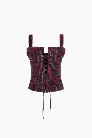 Bitsy Burgundy Plaid Corset Top