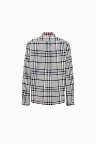 Ease Boyfriend Shirt / Beige Navy Checked