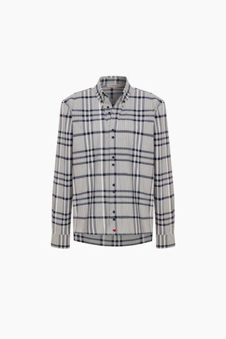 Ease Boyfriend Shirt / Beige Navy Checked