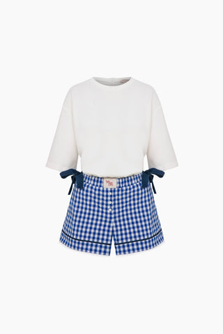 Sue Playsuit / White Blue Gingham