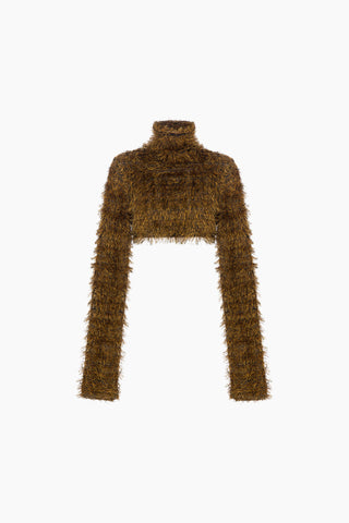 Marn Mustard Crop Knit Top