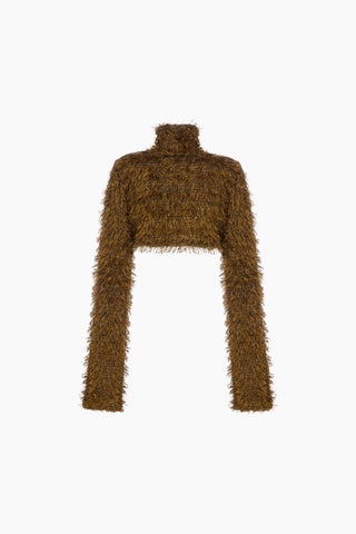 Marn Mustard Crop Knit Top